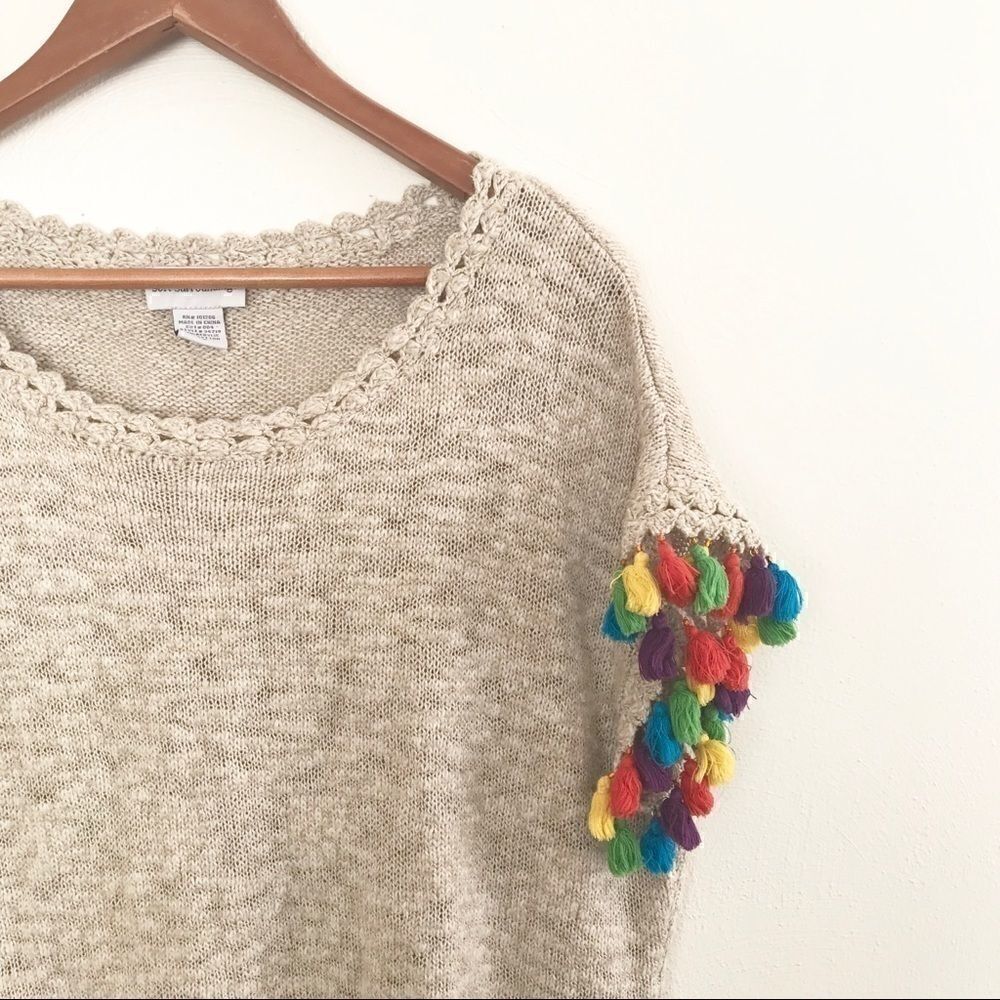 ** Soft Surroundings ** fun tasseled sweater
